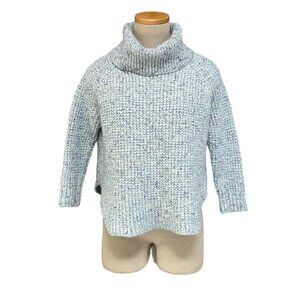 Free People Turtleneck Sweater Chunky Knit Blue Tweed Size Small S